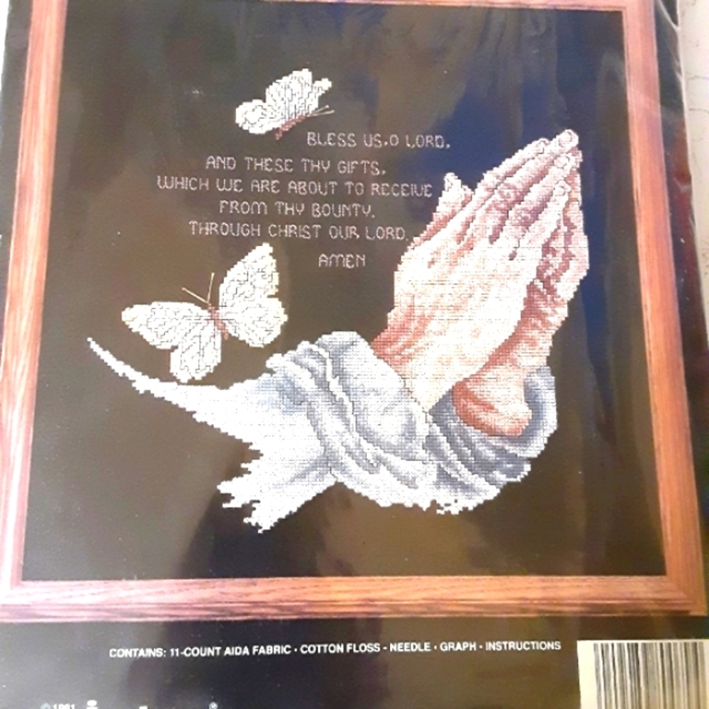 Vintage Janlynn BLESS US O LORD Counted Cross Stitch Kit 1991 11 Count